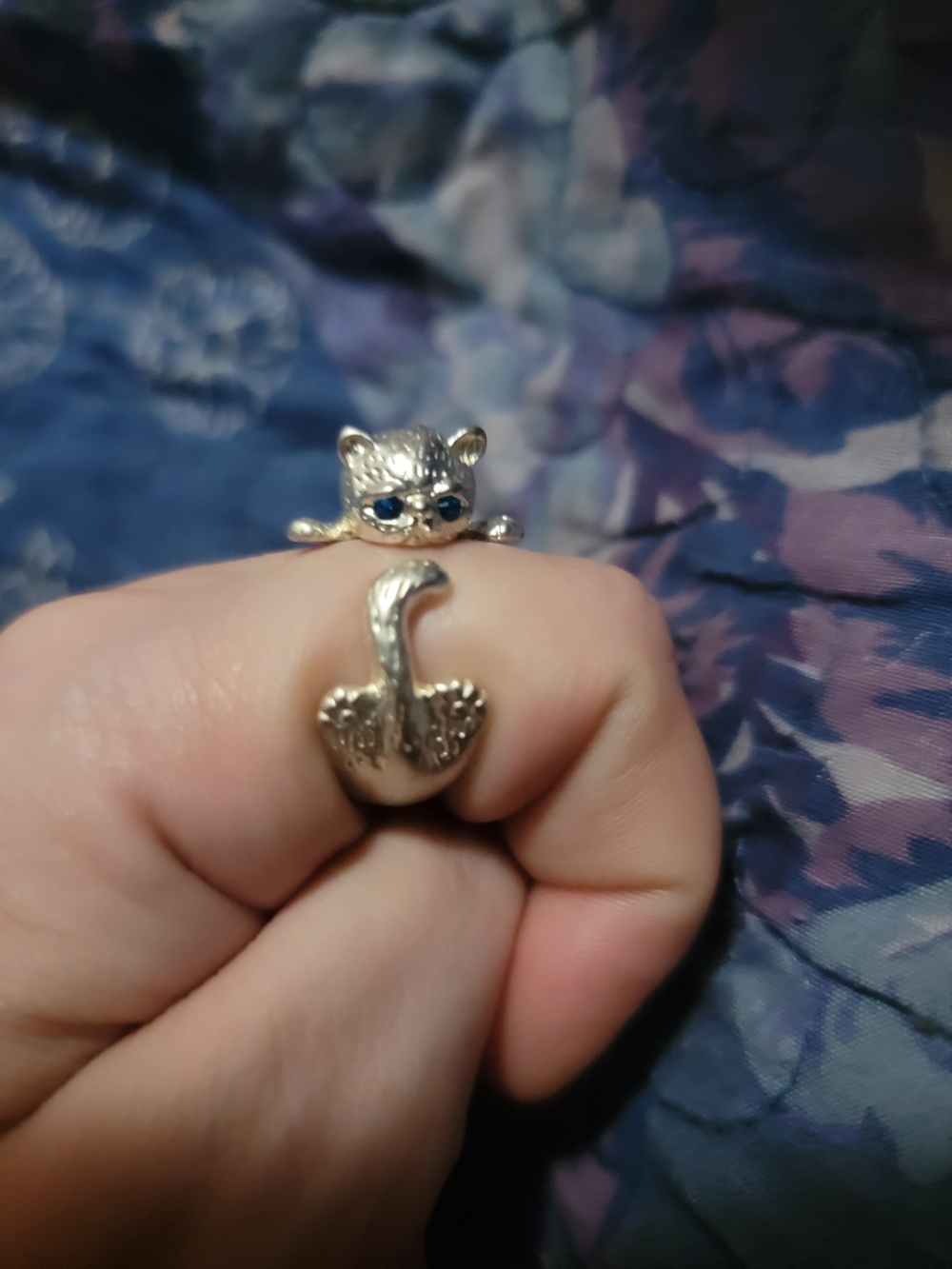 Silver Cat Wrap Ring - Silver Color